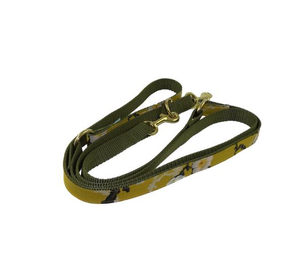 ISLA Leash - Mustard yellow with floral print