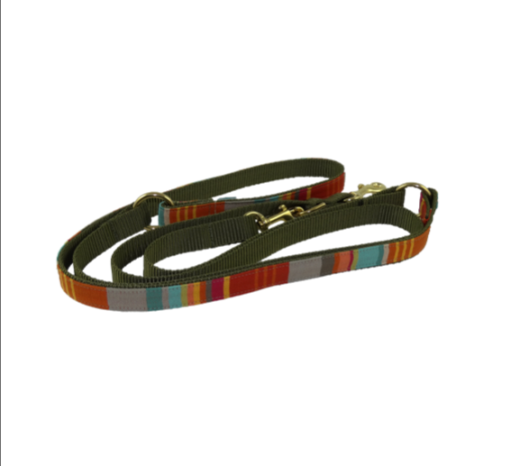Barcelona Leash - Red and blue stripes